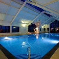 Indoor pool at night