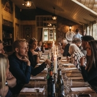 Dining at a corporate event