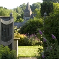 Orchards view from lawn to church