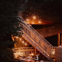 The treehouse at night