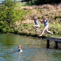 Cold water swimming at the lake